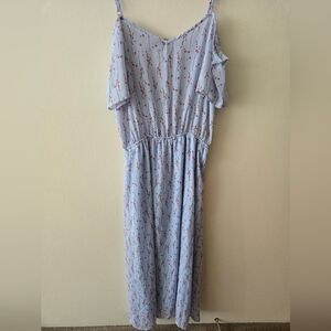 Imodaluxe XL Floral Blue Dress With Straps Or Sleeves. Fully Lined